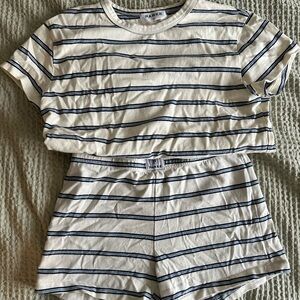 Parke Maggie and Emma Cream and Blue Striped set